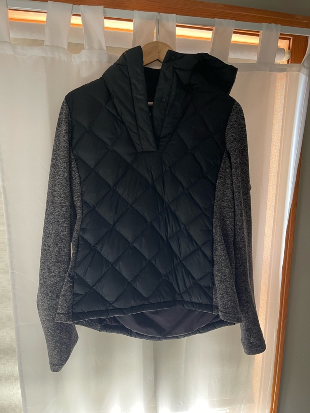 Black Quilted Hoodie Sweater for Women